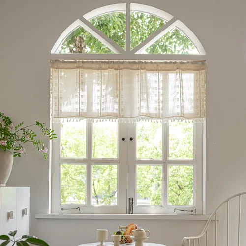 Vista 41 de Deeprove Cortina Boho de 96 pulgadas de largo para sala de estar, dormitorio, guardería, lino café semi-transparente transpirable de 96 pulgadas