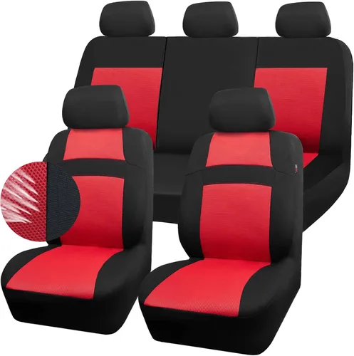 Vista 17 de CAR PASS Juego de fundas de asiento completas, Funda de asiento de malla de aire 3D con esponja compuesta de 5 mm en el interior, compatible