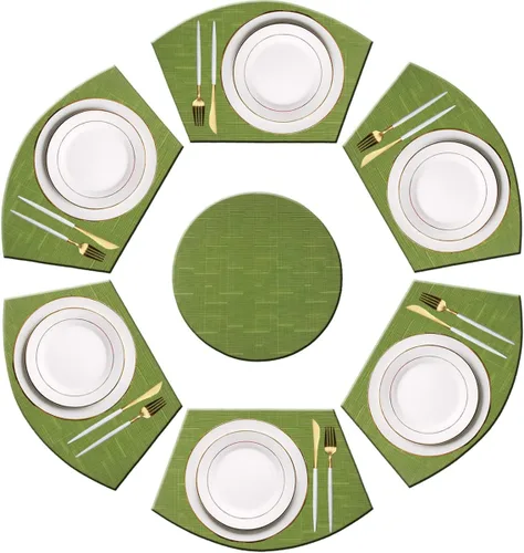 Vista 20 de PIGCHCY Juego de 4 manteles individuales en forma de cuña para mesa de comedor, tejido cruzado, lavables, resistentes al calor, manteles Bambúes