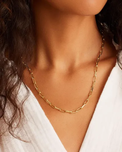 Vista 3 de gorjana - Collar Parker de 18" - Chapado en Plata o Oro de 18 quilates - Cadena de eslabones ajustable con clip - Cierre grueso - Embalaje ideal