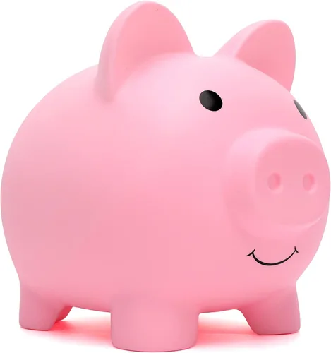 Vista 7 de Lindo Banco de Ahorro en Forma de Cerdo, Banco de Monedas para Niños y Niñas, Banco de Dinero de Plástico a Prueba de Rompimiento para Niños, Tarro