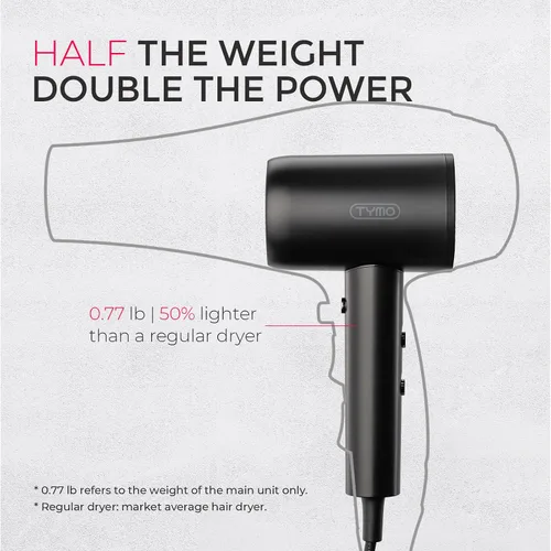 Vista 5 de Secador de pelo con difusor TYMO - Secador de pelo iónico de 300 millones con difusor y accesorio de peine para cabello rizado, secador de pelo
