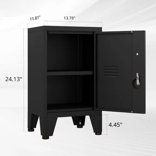 Vista 3 de PAOFIN Armario de almacenamiento de armario de metal negro de 24.4 pulgadas de alto con 1 puerta, archivador con estantes, gabinete