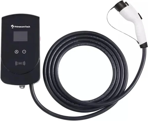 Vista 4 de PRIMECOM - Estación de carga de pared inteligente para vehículos eléctricos de 32 amperios, nivel 2, EVSE, 220/240 voltios, cargador eléctrico