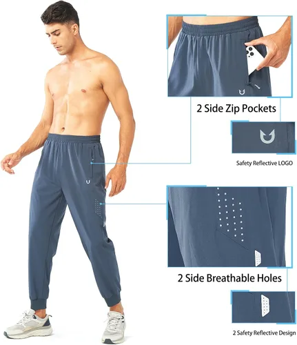 Vista 4 de NORTHYARD Men's Athletic Running Pants Lightweight Workout Joggers Quick Dry Gym Sweatpants Active Sports Track Training