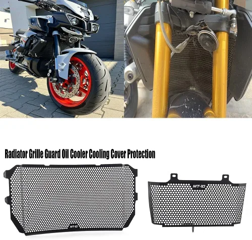 Vista 2 de Radiator Grille Guard Motorcycle Parts Radiator Grille Guard Oil Cooler Cooling Cover Protector For Ya&maha MT-10 MT10SP MT 10 FZ10 FZ 10 FZ-10