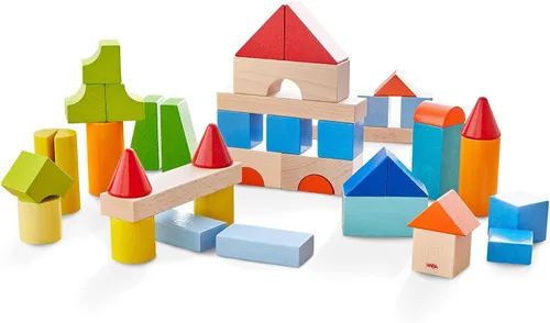 Vista 12 de HABA Juego de 26 piezas de bloques de construcción de madera: juguetes apilables de extremos abiertos, bloques para niños pequeños y juguetes