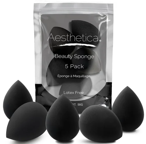 Vista 8 de Esponja aplicadora de maquillaje Aesthetica, sin látex y vegana, para polvo, crema o líquidos, una pieza