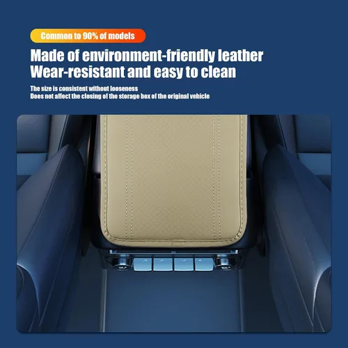 Vista 7 de 1 almohadilla para consola central de automóvil, funda de cuero de fibra en relieve impermeable para reposabrazos, protector universal de cuero