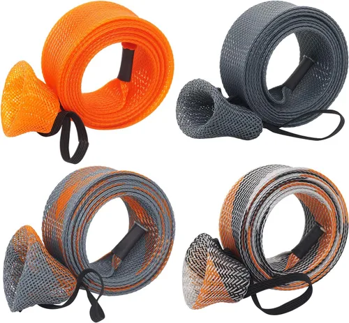 Vista 9 de Funda para caña de pescar – Paquete de 4 calcetines de manga de caña con cordón para mosca, spinning, casting, pesca en el mar