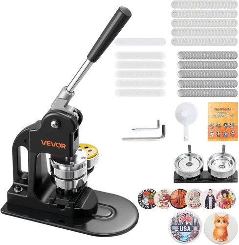 Vista 10 de VEVOR Button Maker Machine 1" / 25 mm Pin Maker 500pcs Button Parts Black Negro