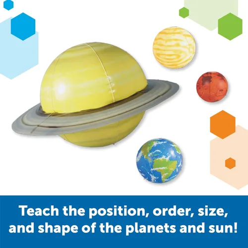 Vista 3 de Learning Resources Sistema solar inflable gigante, kit de proyectos, modelo espacial y planeta, globo de aula de constelación, regalos de proyectos