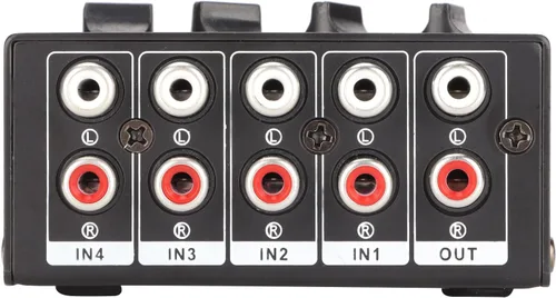 Vista 7 de Zyyini Mini mezclador estéreo, mezclador de audio portátil de 4 canales, mini mezclador estéreo profesional pasivo para mezclar instrumentos
