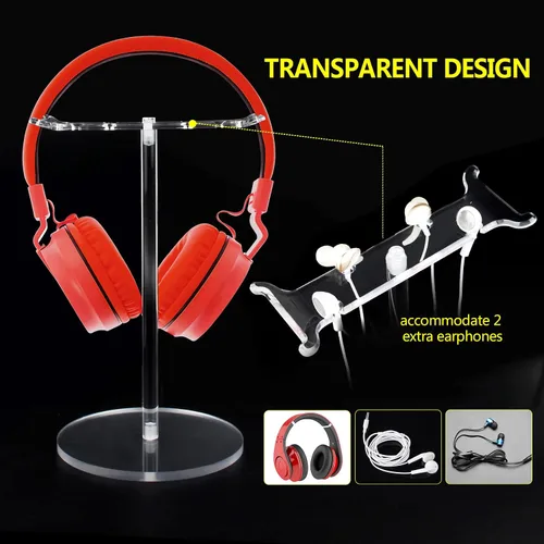 Vista 2 de Soporte universal de acrílico transparente para AirPods Max, HyperX Cloud II, Xbox One, Turtle Beach, Sennheiser, Sony, Bose, Beats pantalla