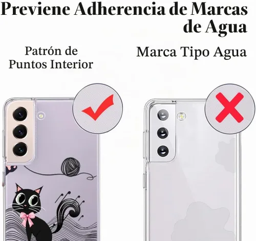Vista 8 de Unov Funda para Galaxy S22, transparente con diseño, ajuste delgado, buen agarre, funda de teléfono en relieve, cubierta protectora a prueba de Gato