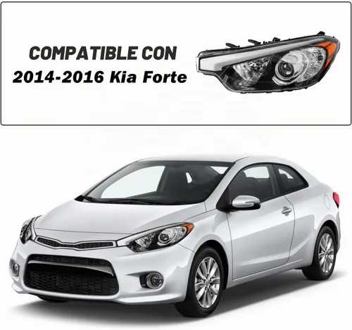 Vista 5 de SOCKIR - Repuesto de faros delanteros para Kia Forte 2014-2016, LH y RH con bombillas Lado del conductor y del pasajero