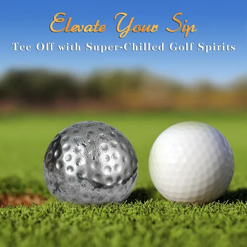 Vista 3 de Oaksea Regalos para hombres, papá, Navidad, juego de piedras de whisky de acero inoxidable en forma de pelota de golf, cubos de hielo reutilizables