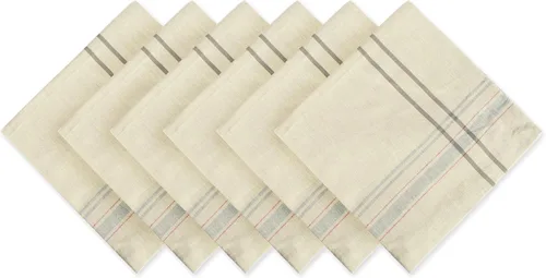 Vista 20 de DII - Servilletas para mesa estilo rústico, colección con rayas estilo francés, 20 x 20 pulgadas, color azul cambray, 6