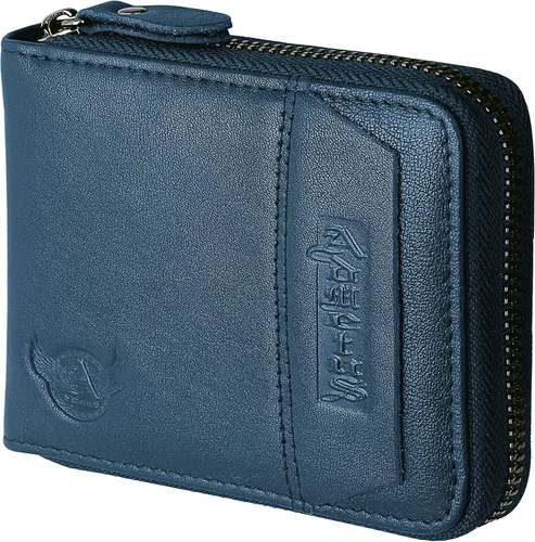 Vista 55 de Admetus - Cartera de piel auténtica para hombre con cremallera, plegable