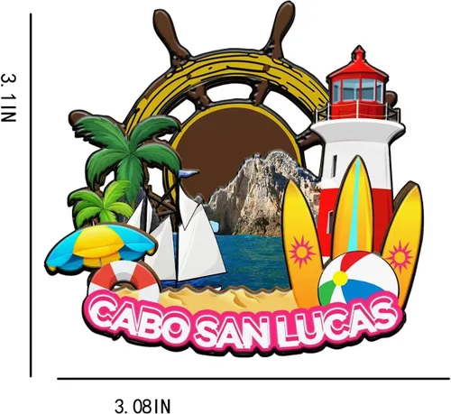 Vista 3 de Cabo San Lucas México Imán para nevera de madera 3D, monumentos coleccionables para viajes, decoración hecha a mano -2001