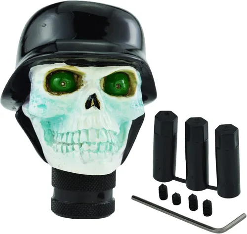 Vista 3 de Pomo de palanca de cambios de vehículo de resina con diseño de calavera para la mayoría de vehículos manuales (negro)