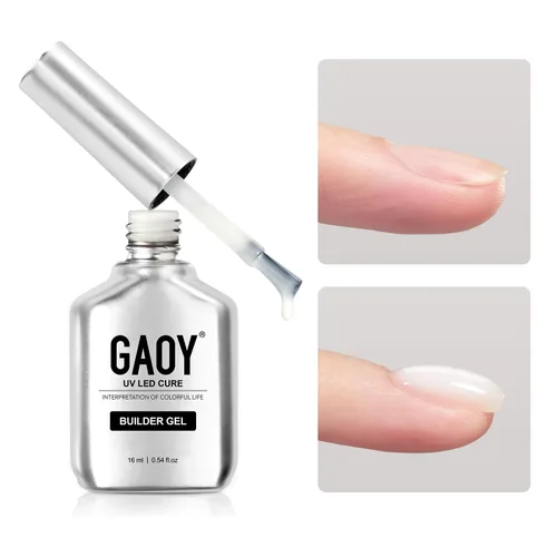 Vista 19 de GAOY - Gel de construcción para uñas, fortalecedor de uñas de 16ml en una botella, gel duro para extensión de uñas, esmalte de uñas de secado al UV