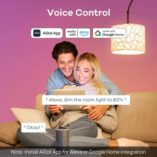 Vista 3 de Linkind Bombillas inteligentes WiFi, bombilla de luz Alexa que funciona con Alexa, Google Home, bombilla RGBTW de cambio de color de 16 millones