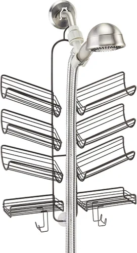 Vista 6 de iDesign Verona - Organizador de baño colgante de metal para manguera de ducha de mano, espacio adicional para champú, acondicionador, jabón, Bronce