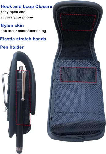 Vista 3 de Funda de nailon con trabillas para cinturón y clip, para Nokia 2660 2760, Alcatel Go Flip4, Cingular, LG TCL Flip 4/3/Pro Classic, Plum Flipper 4G