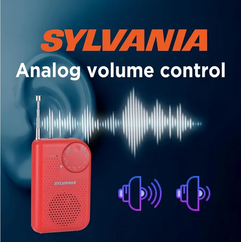 Vista 6 de Radio de bolsillo portátil AM/FM con bocina integrada, color azul N/A Rojo