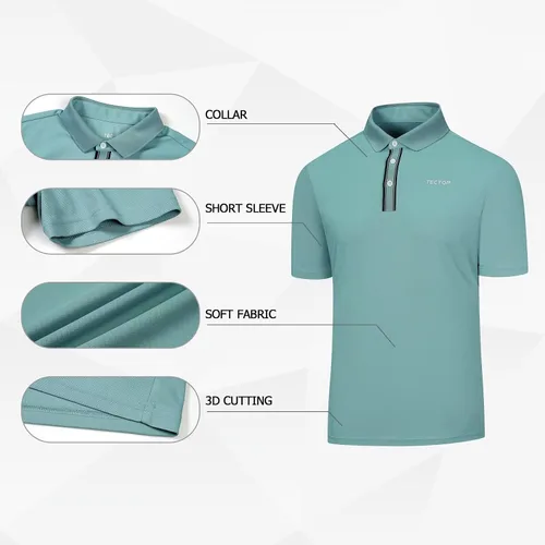 Vista 6 de Camisas tipo polo para hombre, de secado rápido, estilo raglán