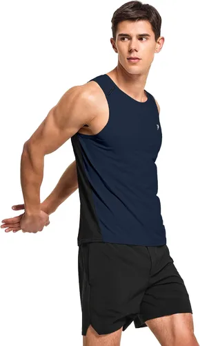 Vista 3 de DEMOZU Camiseta sin mangas para correr para hombre, para entrenamiento, gimnasio, atlética, muscular, tallas grandes y altas