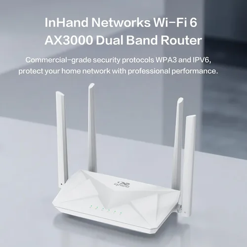 Vista 4 de InHand Networks AX3000 Router Wi-Fi 6, router inalámbrico Gigabit de doble banda, seguridad WPA3, IPv6, controles parentales, red de invitados, 160
