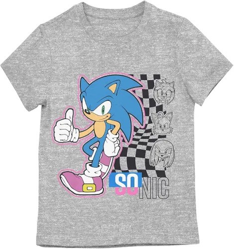Vista 4 de Bioworld Sonic The Hedgehog Sonic Checkers - Paquete de 4 camisetas para niñas jóvenes