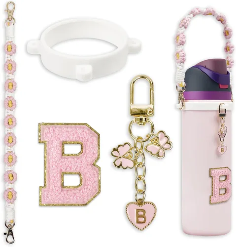 Vista 14 de Lindo juego de dijes de letras compatible con botella de agua Owala de 24 oz, 32 oz, 40 oz, Owala Kids, vaso térmico de café Owala, Owala FreeSip