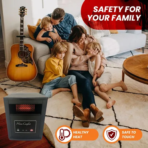 Vista 4 de Calentador infrarrojo Home Comfort 1500: calentador de espacio de eficiencia energética con termostato y control remoto, calentador portátil