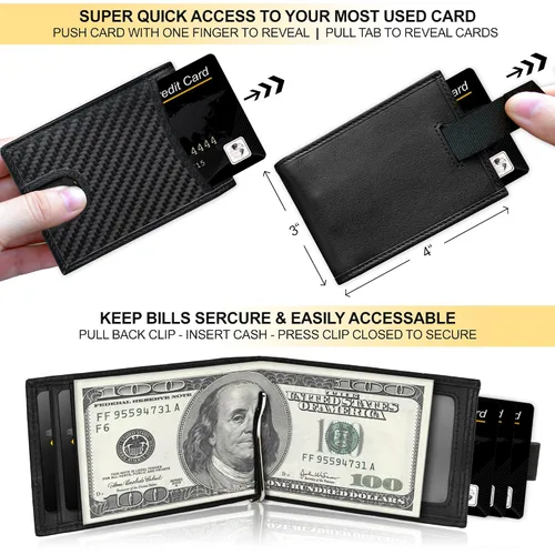 Vista 5 de Fidelo Billeteras plegables de cuero para hombre, carteras RFID de alta capacidad para hombres, billetera de lujo con múltiples compartimentos