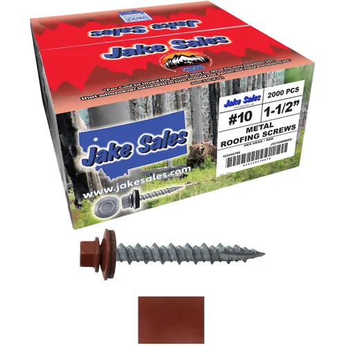 Vista 31 de 10 tornillos para techos de metal gris ABC de 1-1/2 pulgadas, cabezal de arandela hexagonal, arranque automático/roscado, arandela EPDM. 1 bolsa