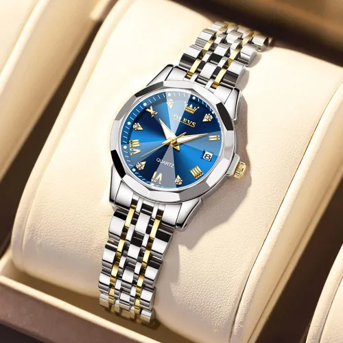 Vista 5 de OLEVS Womens Watch Fashion Dress Diamond Female Watches for Ladies Analog Quartz Stainless Steel Waterproof Luminous Day Date Two Tone Wristwatch