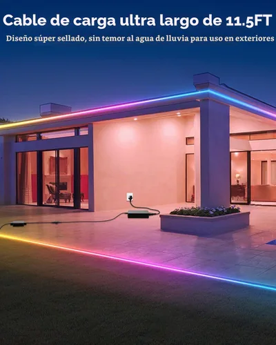 Vista 6 de Tira de luz LED inteligente de 100 pies, RGB IC, 1 rollo de 24 V, tira de luces LED direccionables para exteriores, impermeable, multicolor, luces