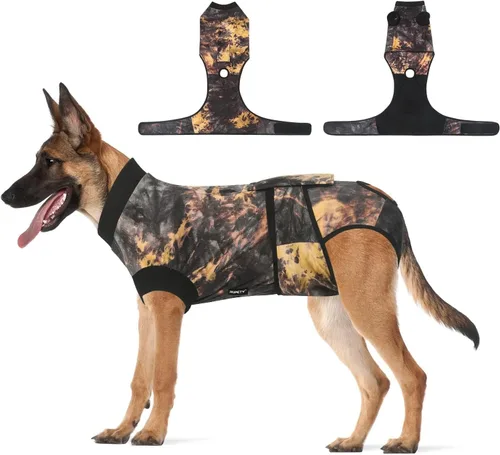 Vista 9 de Jiupety Traje de recuperación para perros ajustable, body para perros para heridas abdominales después de cirugía, collar electrónico sustituto Pink