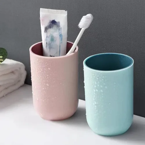 Vista 7 de Juego de 2 vasos irrompibles reutilizables para cepillos de dientes, vasos de plástico para cepillos de dientes, 10.1 fl oz/10.5 onzas, aptos