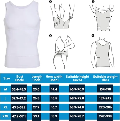 Vista 6 de Aptoco Camisas de compresión para hombre, chaleco para hombre de ginecomastia