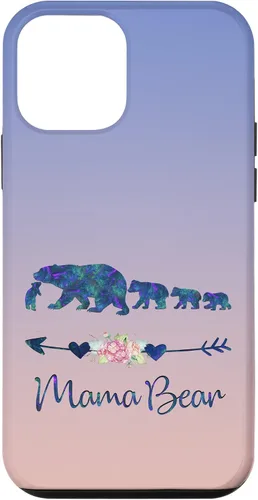 Vista 16 de Teal Blue Purple Floral Mama Bear Four Cubs Blue Pink Case for iPhone 17