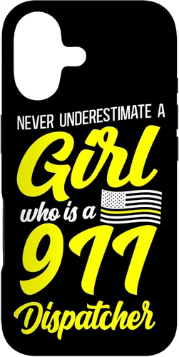Vista 32 de 911 Dispatcher Thin Gold Yellow Line Girl Female Never Case for iPhone 16