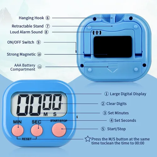 Vista 4 de Paquete de 24 temporizadores digitales de cocina, temporizador digital magnético con pantalla grande, temporizador de cocina con anillo fuerte