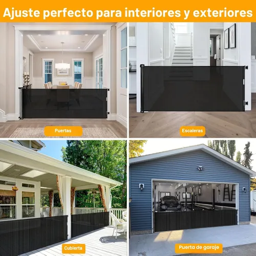 Vista 6 de Puertas de bebé extra anchas de 100 pulgadas para gran apertura, puerta retráctil para interiores para perros, puertas para cachorros para la casa