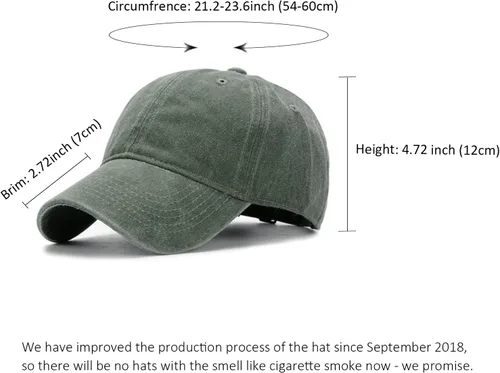 Vista 2 de HH HOFNEN Gorra de béisbol de algodón de sarga lavada y desgastada, vintage, ajustable, para hombre y mujer