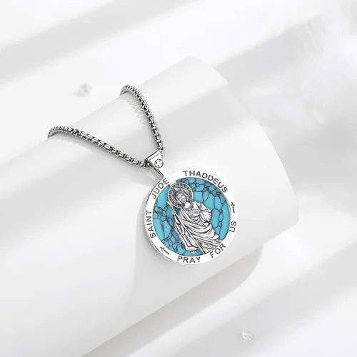Vista 153 de Vito Collar de plata de ley 925 para mujeres y hombres, San Benito, crucifijo, Caravaca, San Cristóbal, San Judas, medalla patronal, amuleto