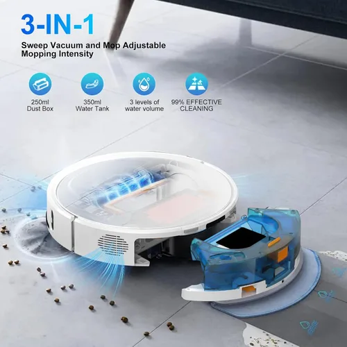 Vista 5 de Robot aspirador y trapeador autovaciado hasta 8000 Pa Robot Aspiradora de 60 días Limpieza manos libres 220 minutos de tiempo de funcionamiento